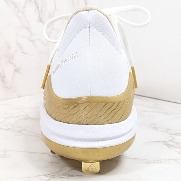 adidas Women's adizero PureHustle 3 Elite Metal Softball Cleats White/Gold 13 - Picture 8 of 12